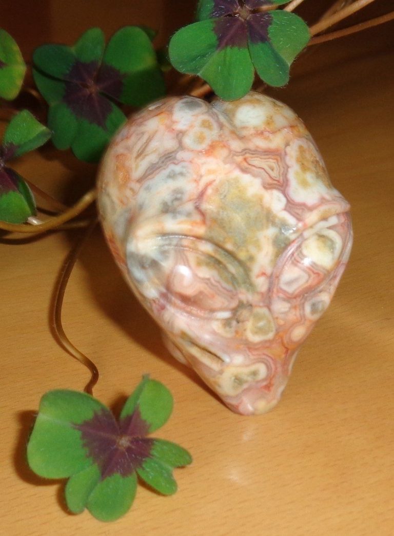 Kristallschädel gelber Crazy Lace Achat 150 g 148 g