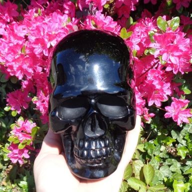schwarzer Obsidian Kristallschädel