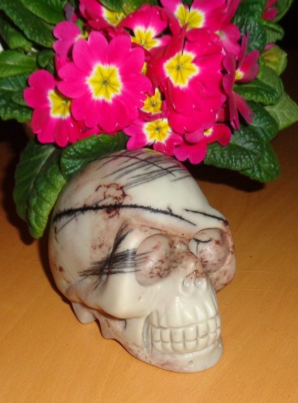 Netz Jaspis Kristallschädel 655 g