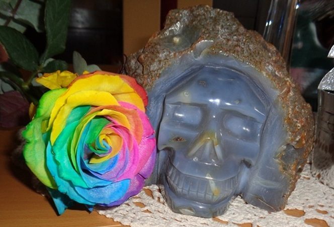 Kristallschädel blauer Achat 2,66 kg energetisiert