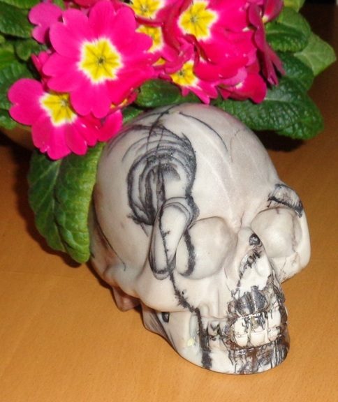 Kristallschädel Netzjaspis 735 g kaufen